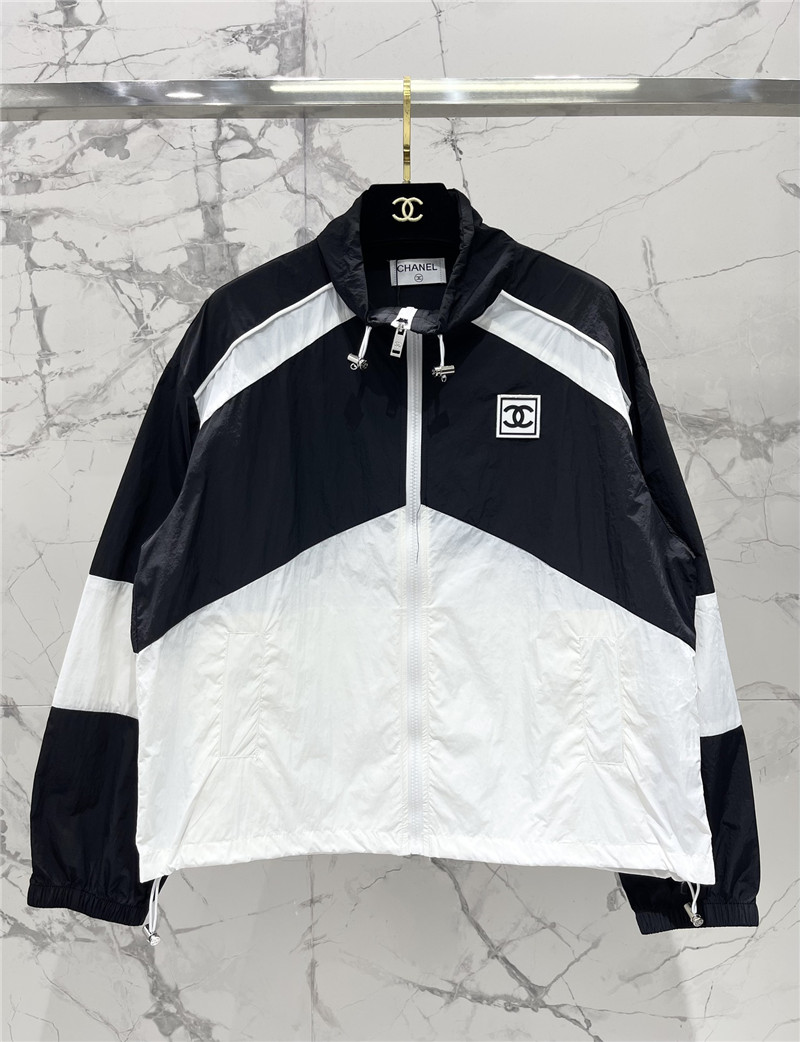 Ch**el contrasting color jacket + shorts set replica clothes