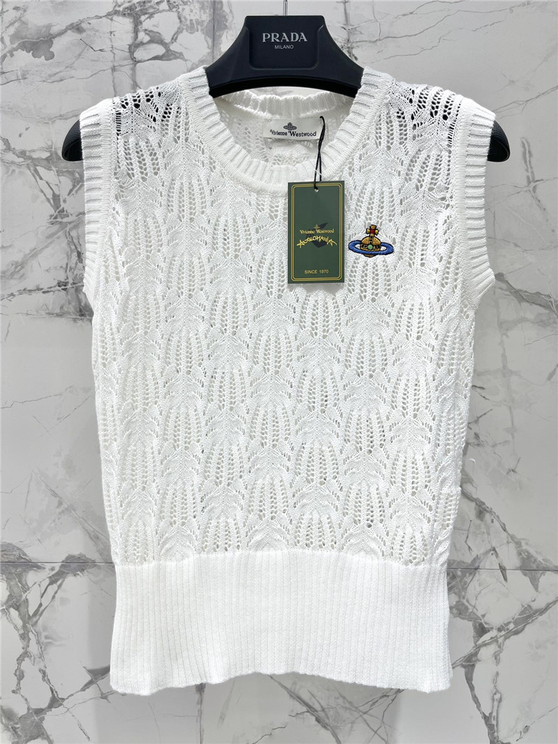 D10r hollow crochet crew neck knitted vest replica clothing sites