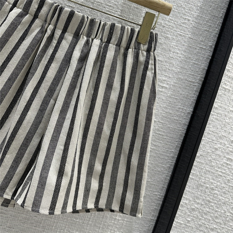 L0r0 P1ana linen cotton striped straight shorts replica clothes