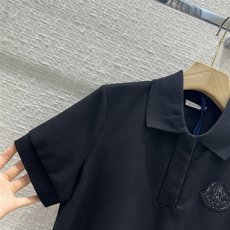 Moncler nylon patchwork polo shirt short sleeve replica clothing