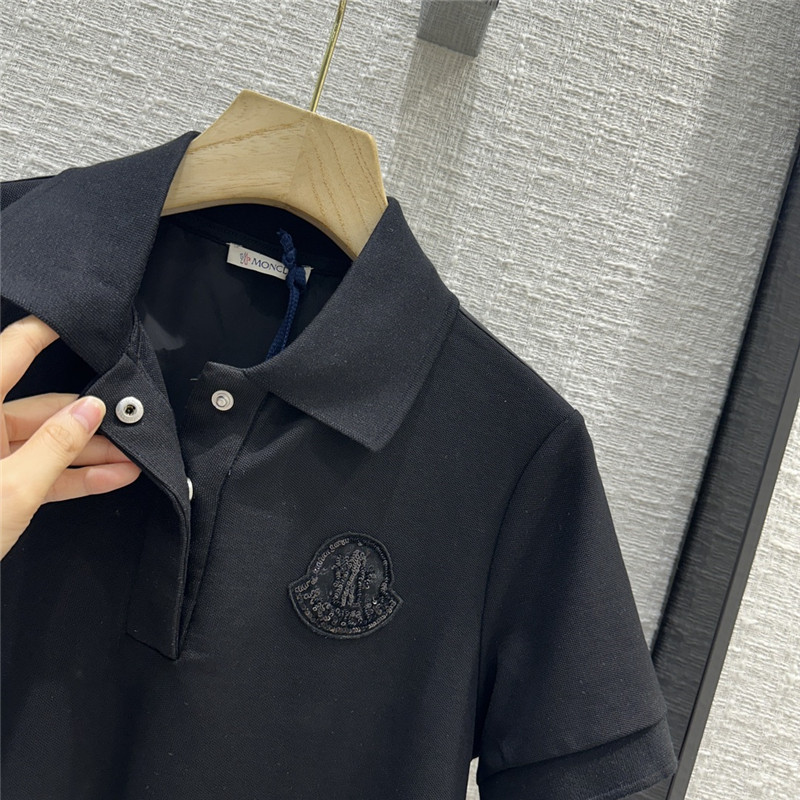 Moncler nylon patchwork polo shirt short sleeve replica clothing