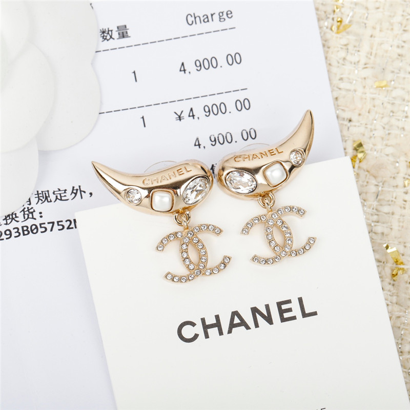 Ch**el angel wings double c earrings