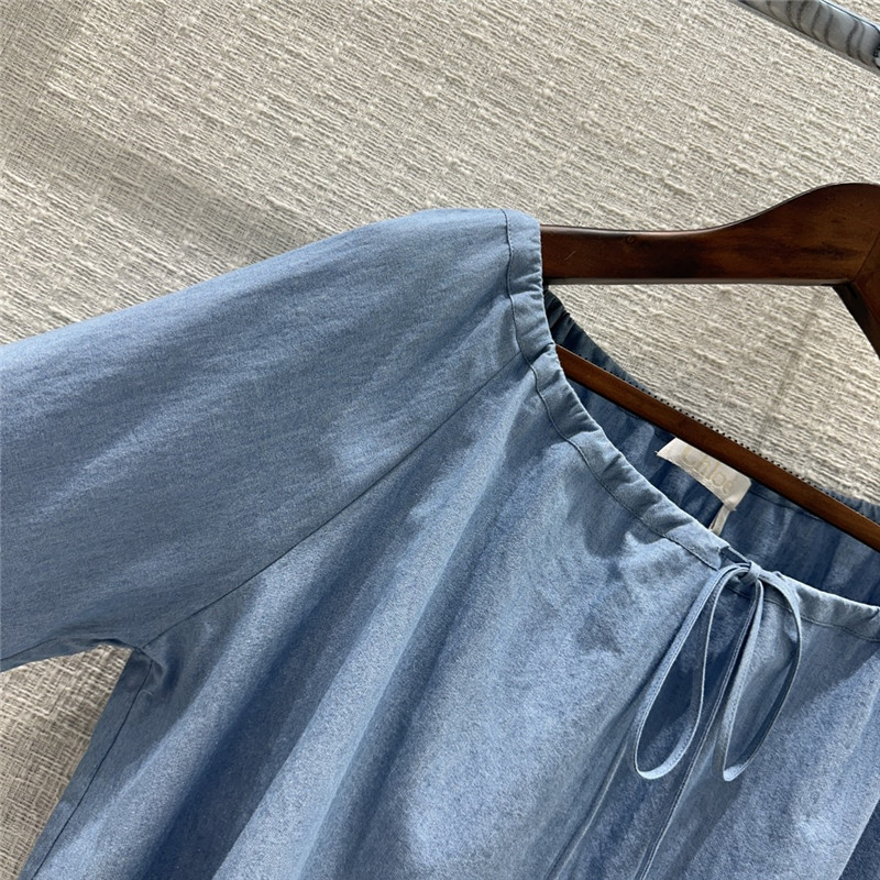 Chloé drawstring one-shoulder denim blue top replica clothing