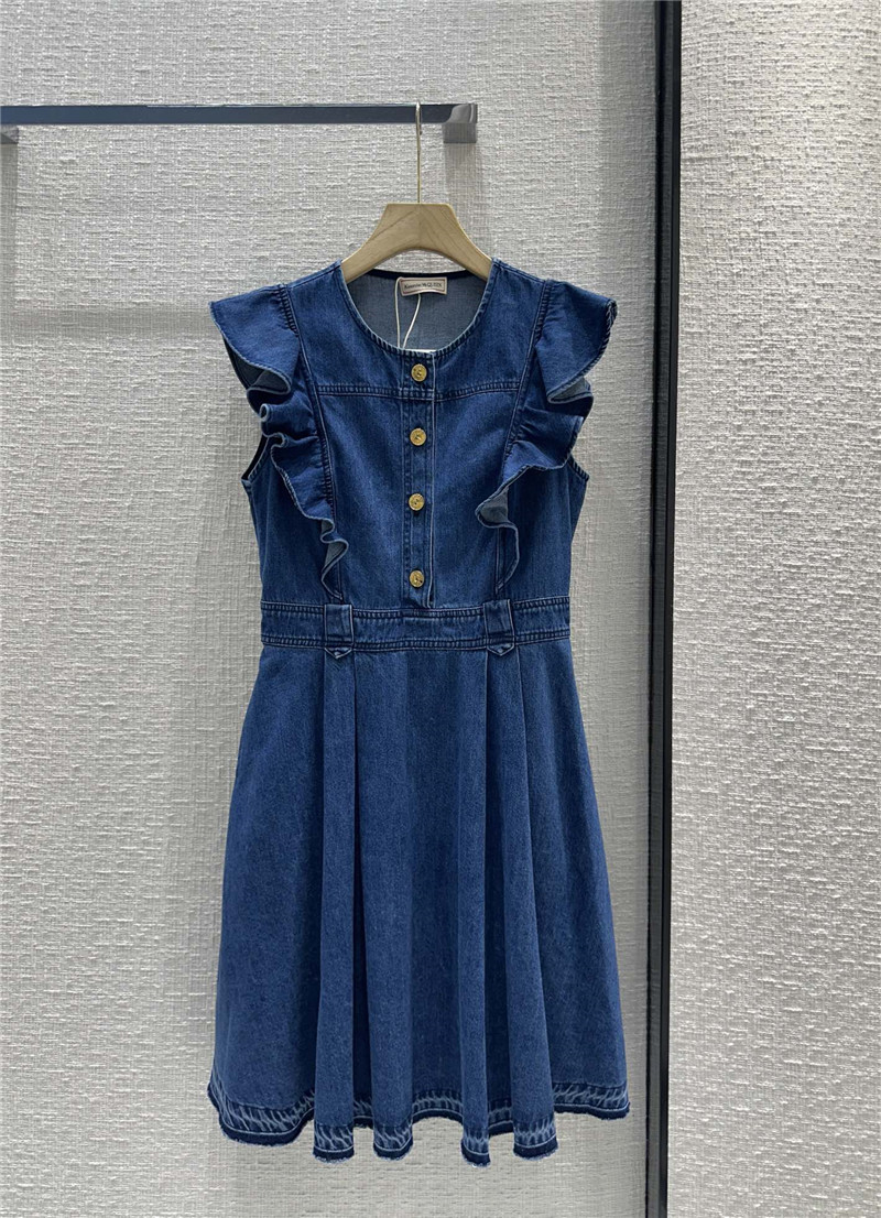 a1exa*der Mcqv*en sleeveless denim dress replica clothing