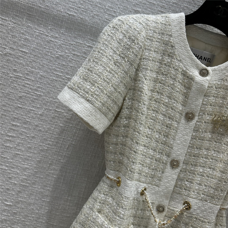 Ch**el woven plaid tweed jacket dress replica clothing