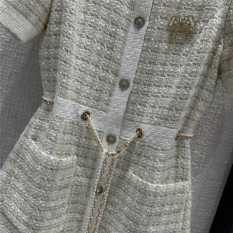 Ch**el woven plaid tweed jacket dress replica clothing