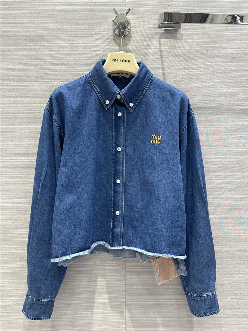 M1um1u soft denim short shirt replica clothing