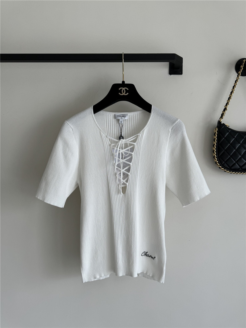 Ch**el lace up short sleeve replica clothing sites