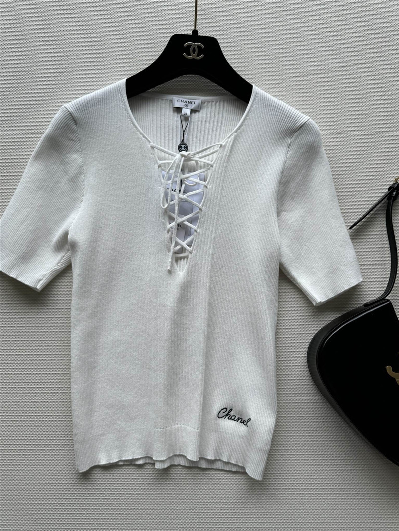 Ch**el lace up short sleeve replica clothing sites