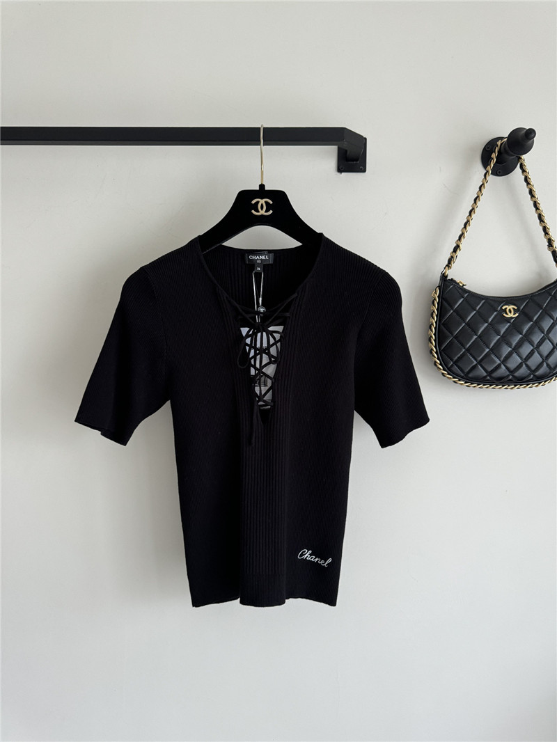 Ch**el lace up short sleeve replica clothing sites