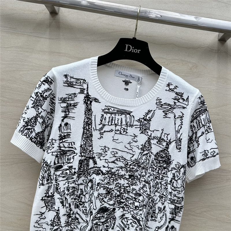 D10r graffiti embroidered short-sleeved top replica clothing