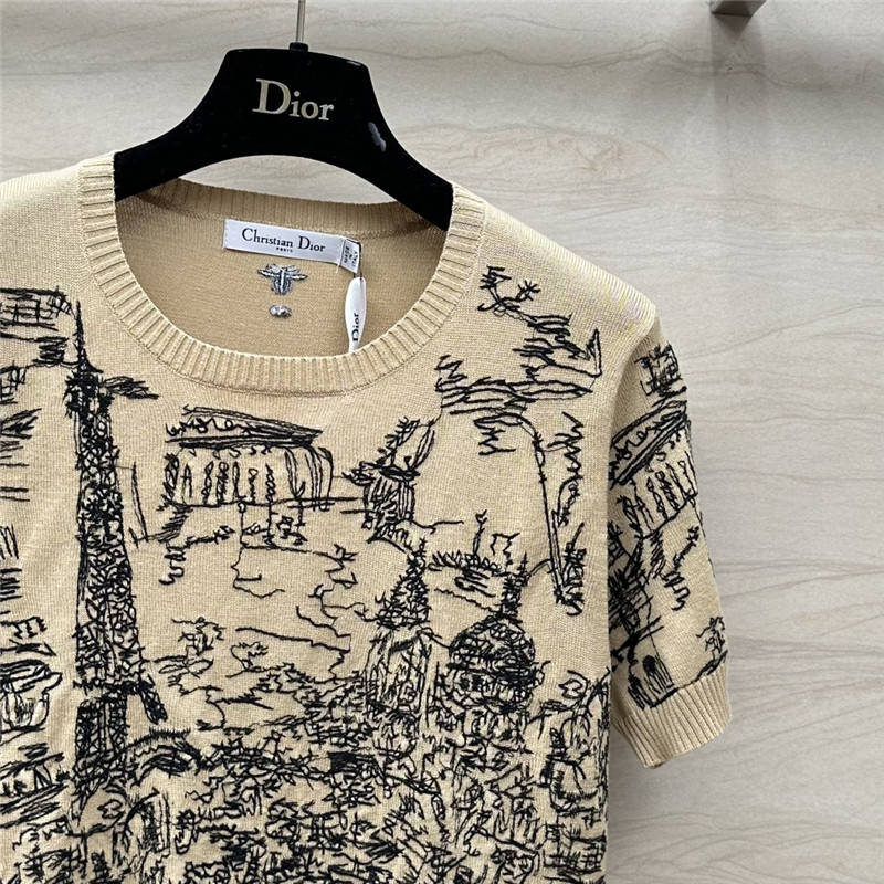 D10r graffiti embroidered short-sleeved top replica clothing