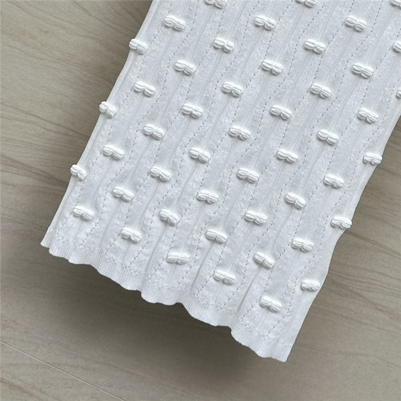 Ch**el embossed bow knitted top replica clothes
