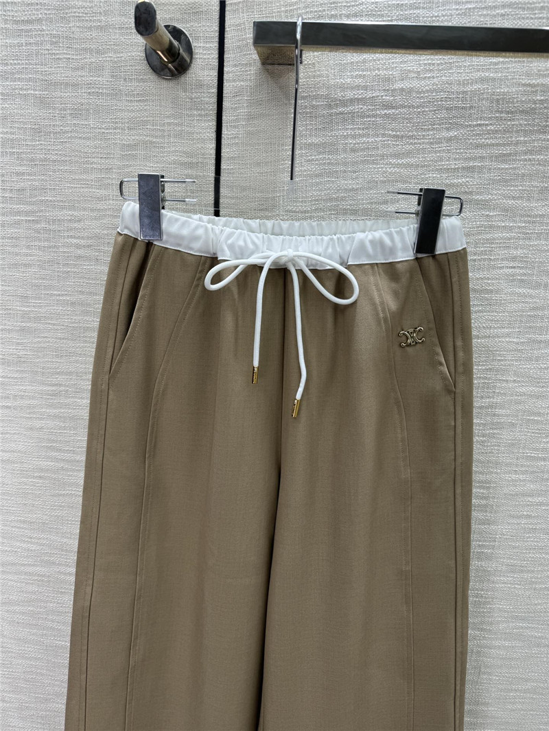 Ce1i*e brown wide-leg drawstring pants