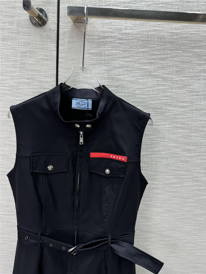 Pra*a stand collar sleeveless zip dress replica d&g clothing