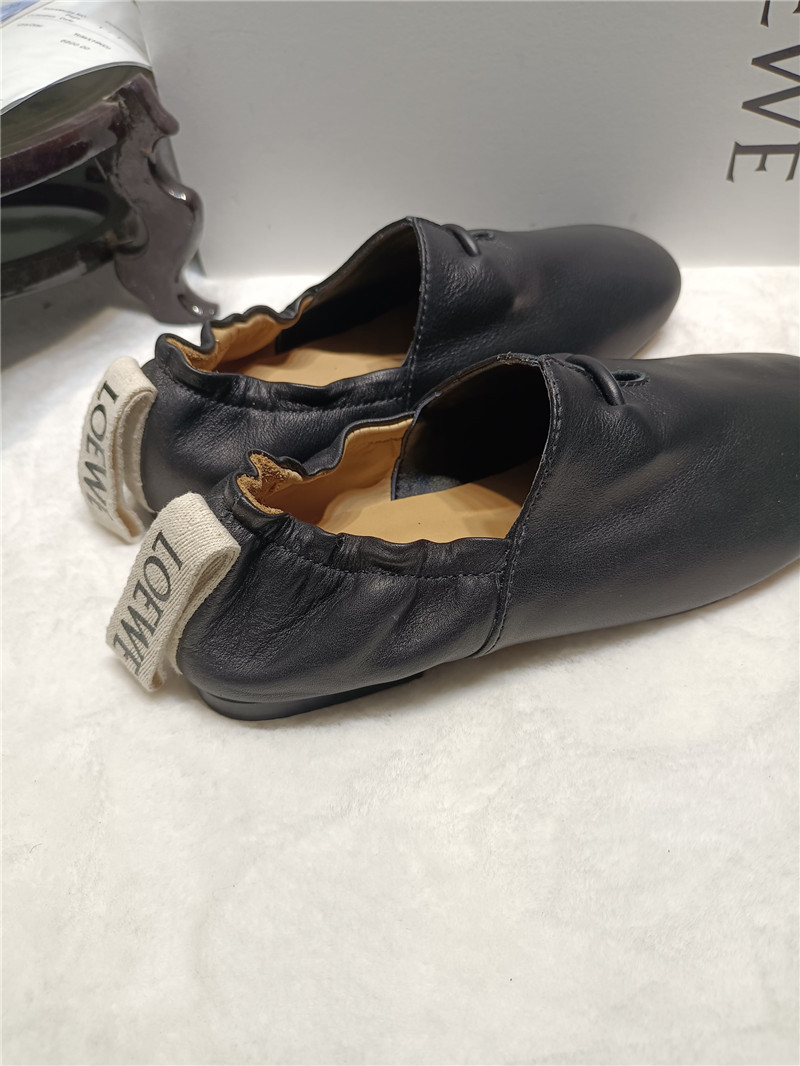 L0ew* black leather ballet flats