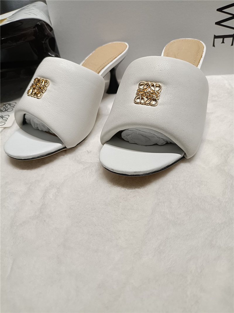 L0ew* anagram medallion kitten-heel mules in white