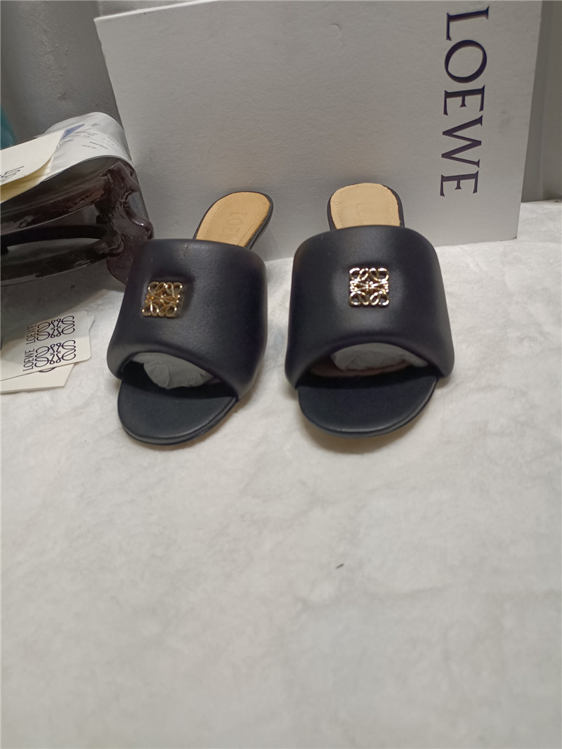 L0ew* anagram medallion kitten-heel mules in black