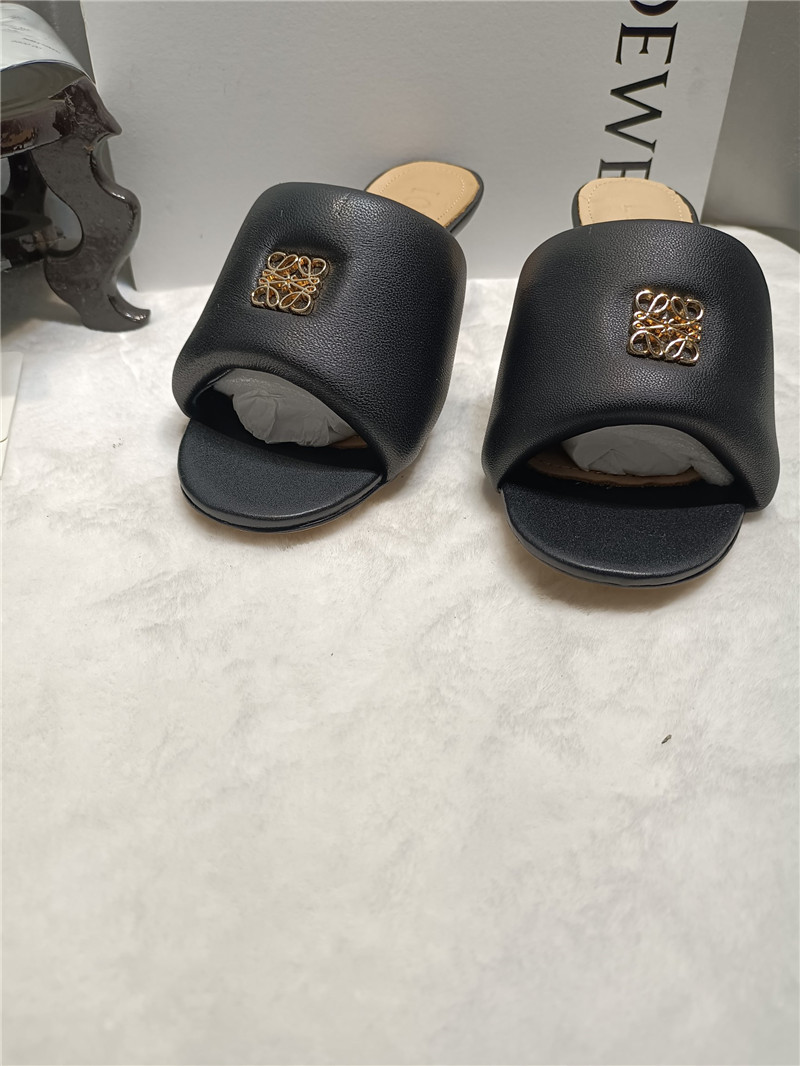 L0ew* anagram medallion kitten-heel mules in black