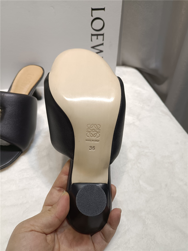 L0ew* anagram medallion kitten-heel mules in black
