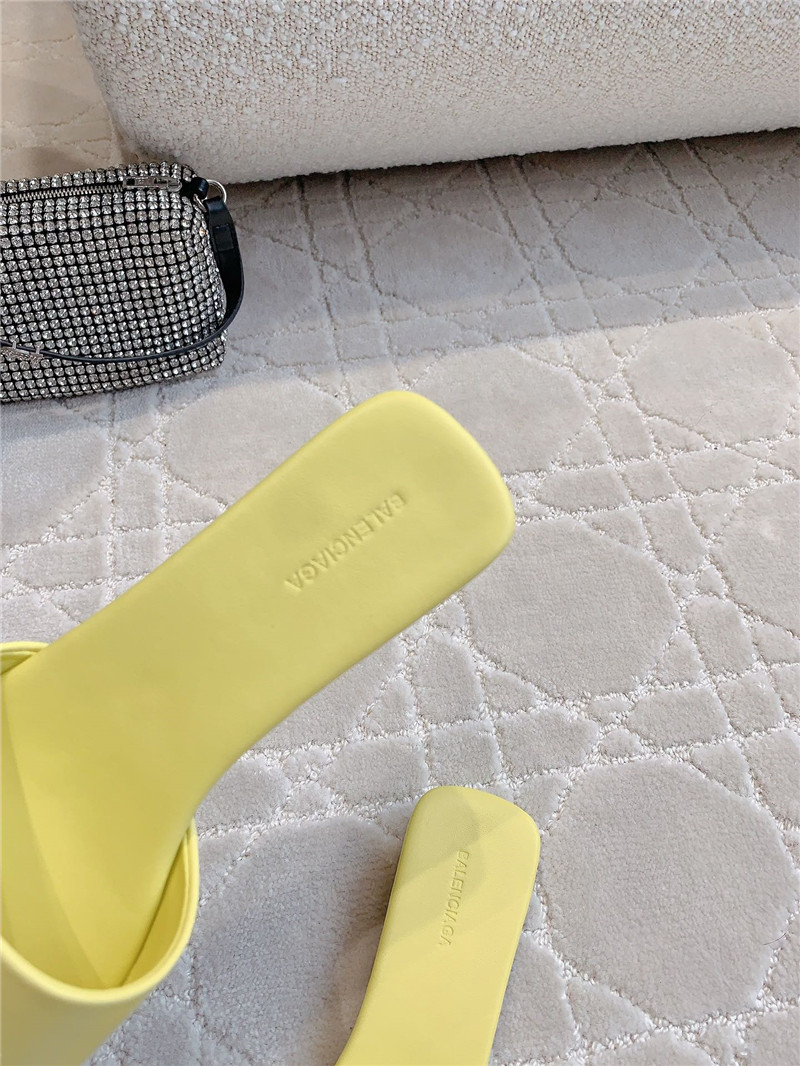 Ba1en*iaga duty free leather logo slide sandals in yellow