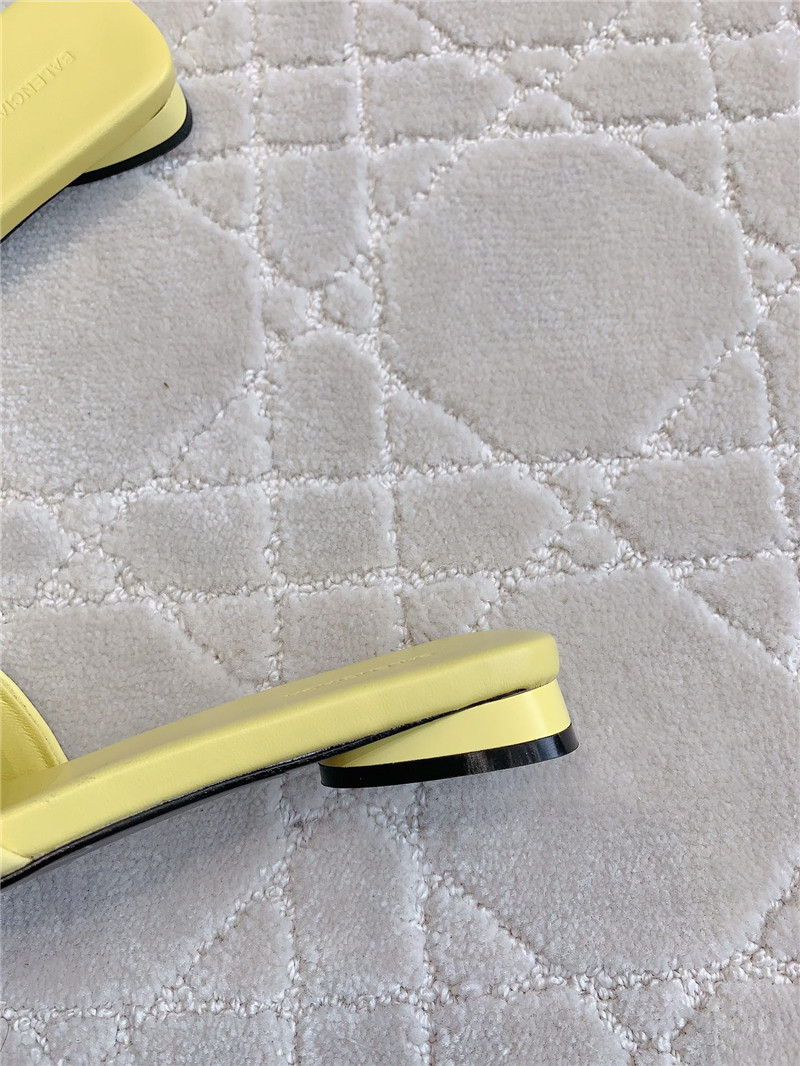 Ba1en*iaga duty free leather logo slide sandals in yellow