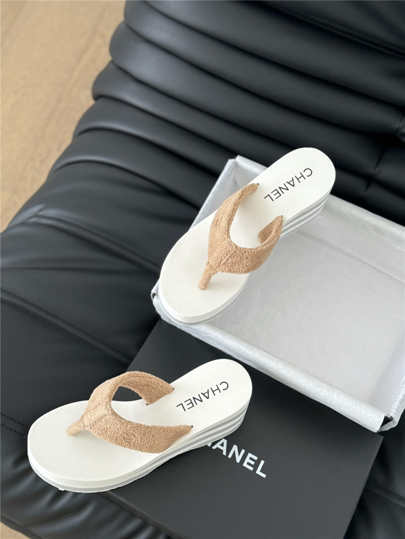 Ch**el platform wedge heel slippers