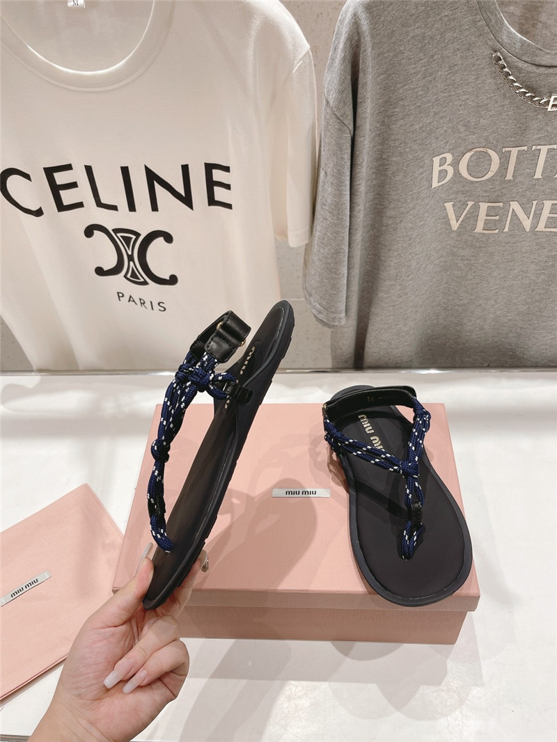 Miu Miu Riviere Cord and Leather Sandals