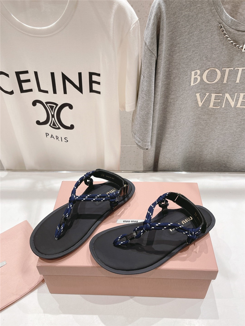 Miu Miu Riviere Cord and Leather Sandals