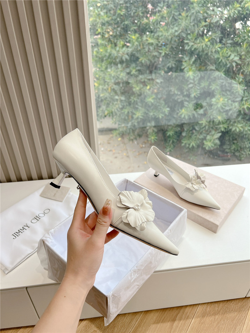 J1m*y Ch00 rosalia white leather pumps