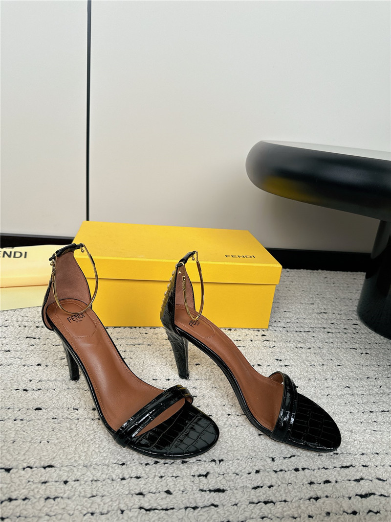 F**di keefa black leather slingback sandals