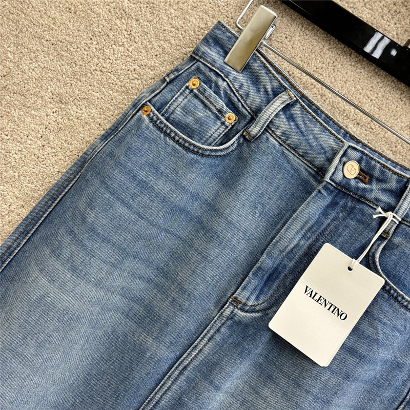 Va1e*ntin0 double v pocket denim skirt replica designer clothes