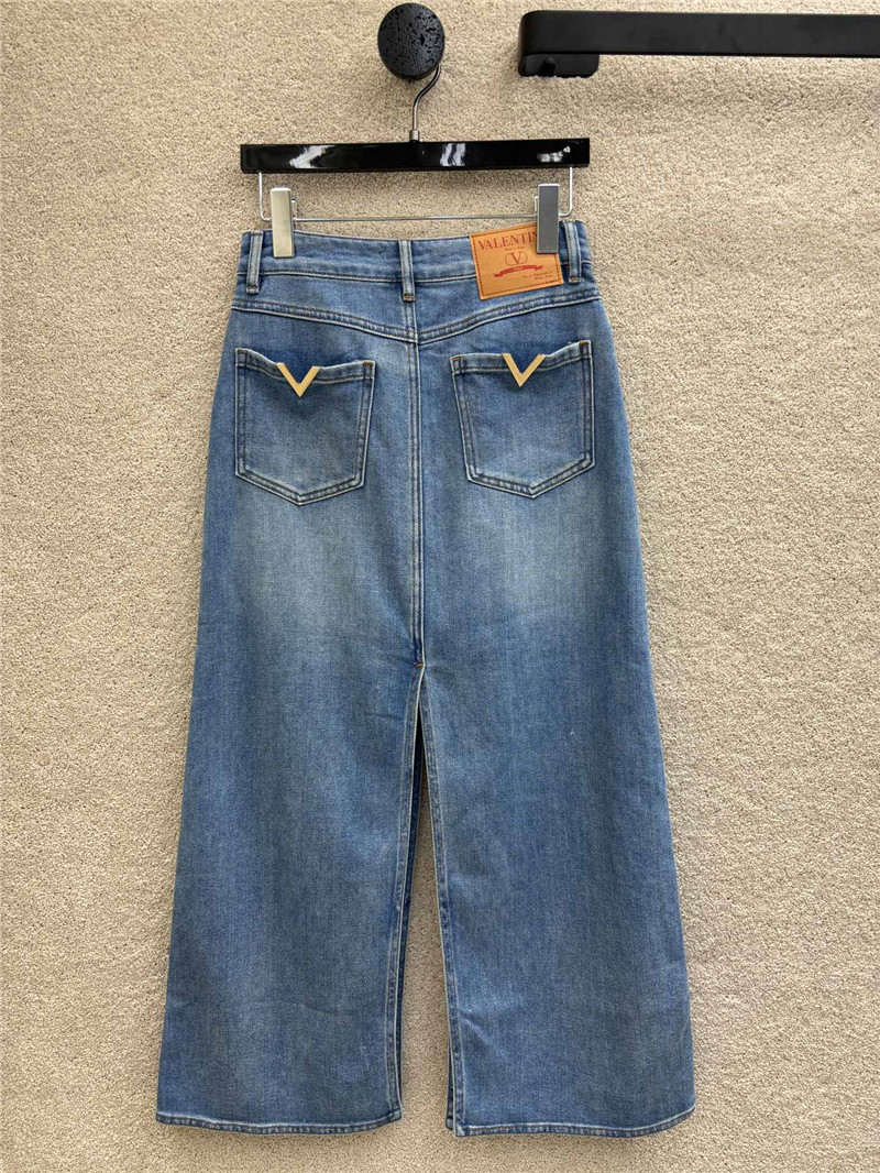 Va1e*ntin0 double v pocket denim skirt replica designer clothes