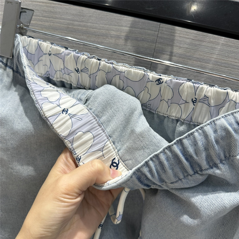 Ch**el denim blue jeans suit replica designer clothes