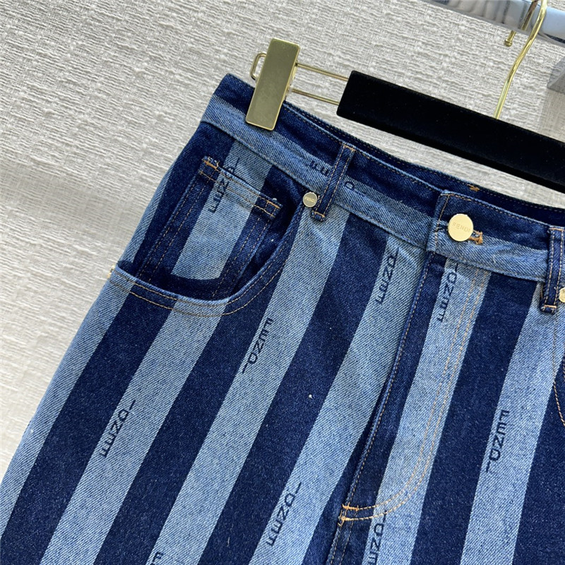 F**di colorblock vertical stripes straight jeans replica clothes