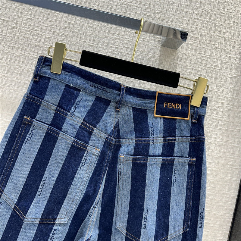 F**di colorblock vertical stripes straight jeans replica clothes