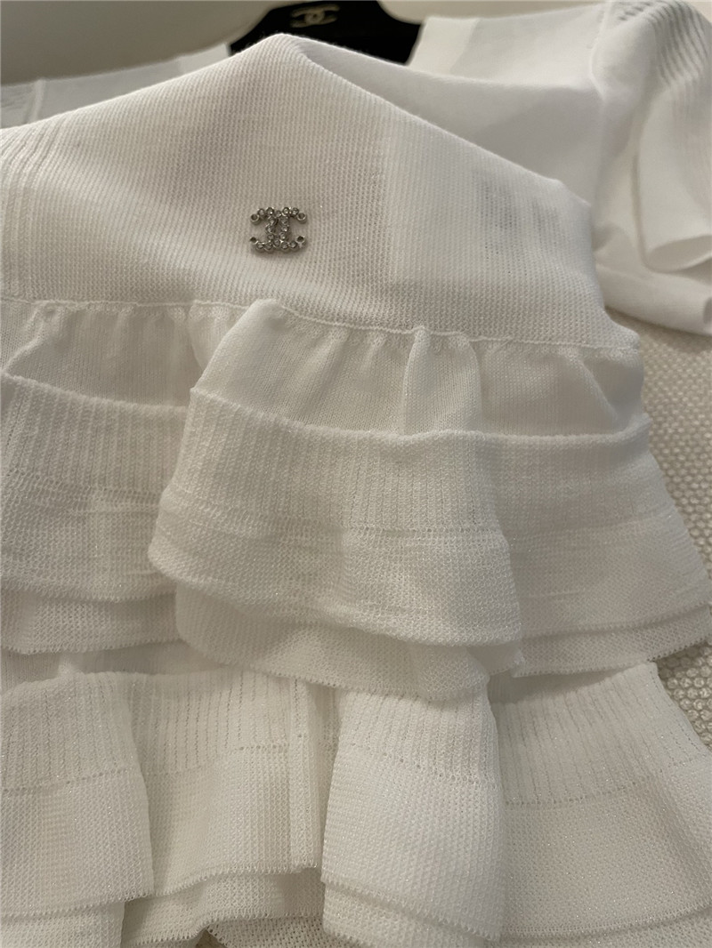 Ch**el ruffle design short sleeves replica designer clothes