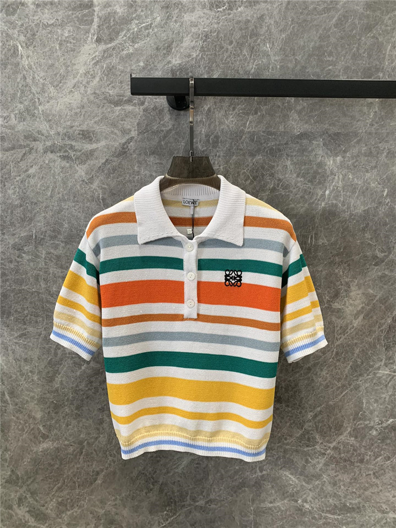 L0ew* lapel short sleeve top replica clothes