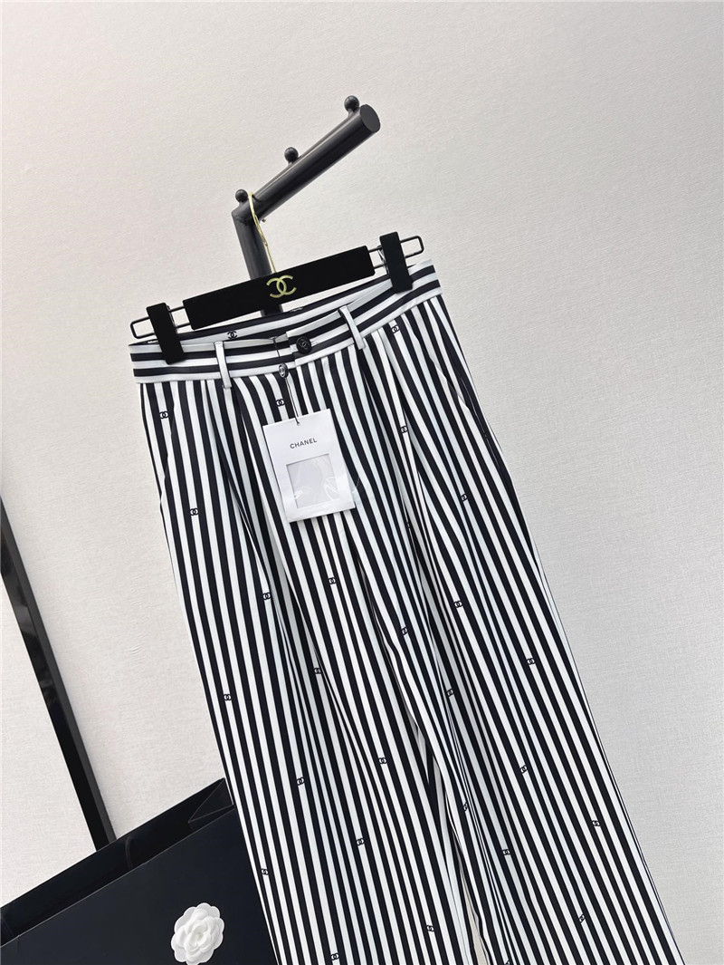 Ch**el printed striped straight pants replica clothing