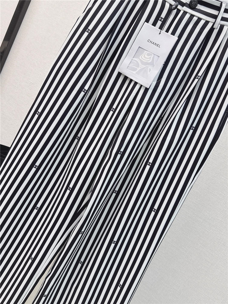 Ch**el printed striped straight pants replica clothing