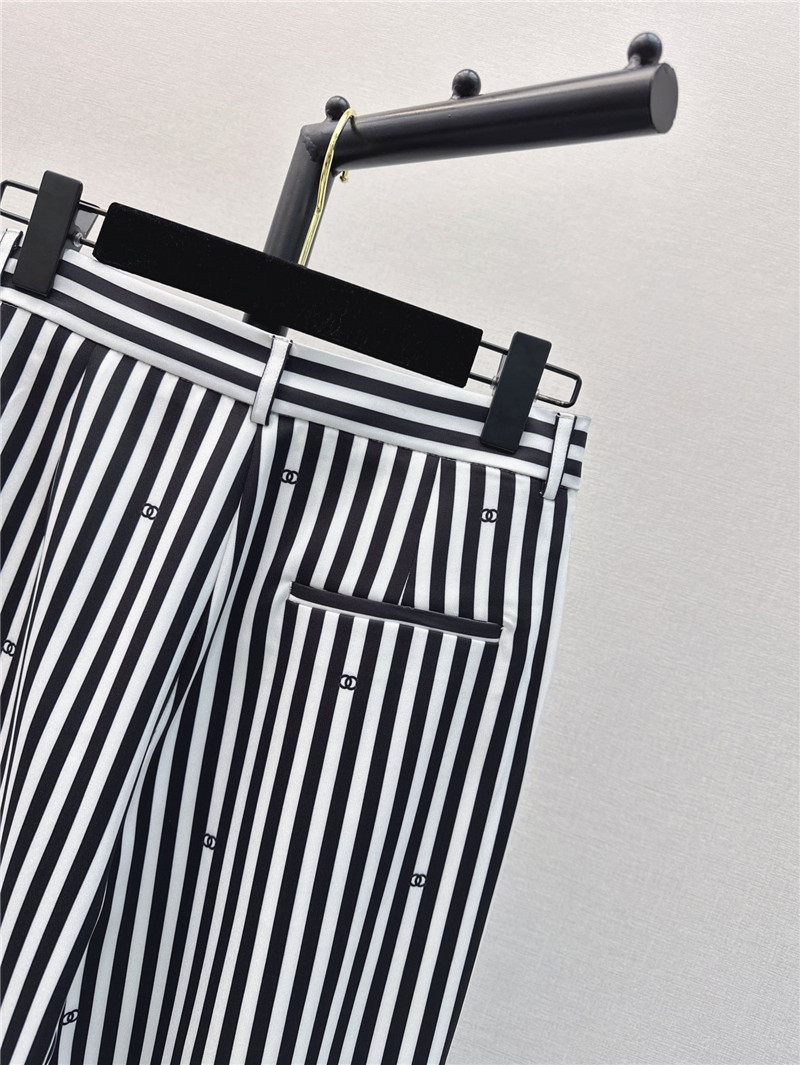 Ch**el printed striped straight pants replica clothing
