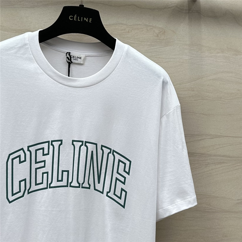 Ce1i*e letter logo printed white t-shirt replica clothing sites