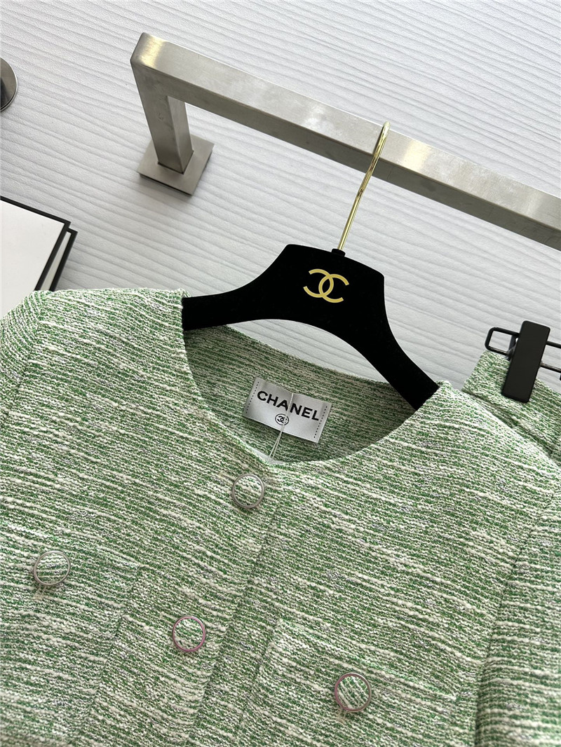 Ch**el soft tweed short-sleeved top + shorts replica clothes