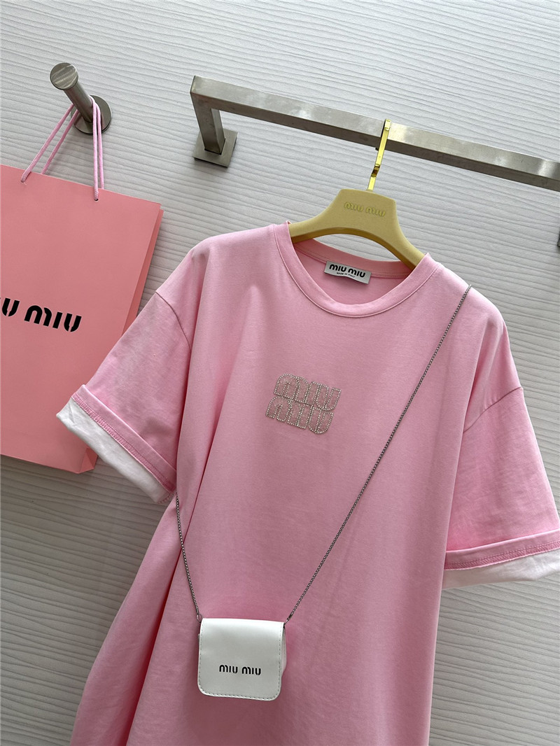 M1um1u beaded contrast color t-shirt replica clothes