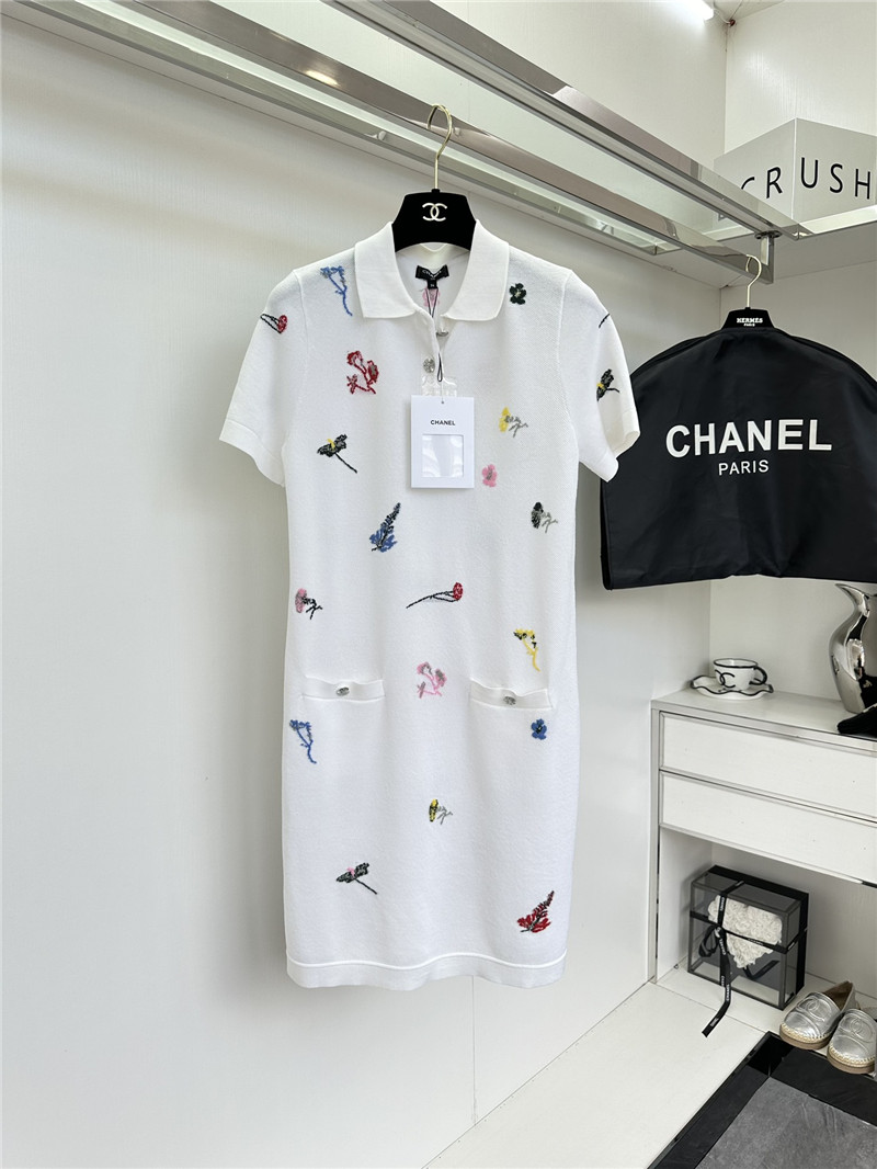 Ch**el knitted polo collar dress replica clothes