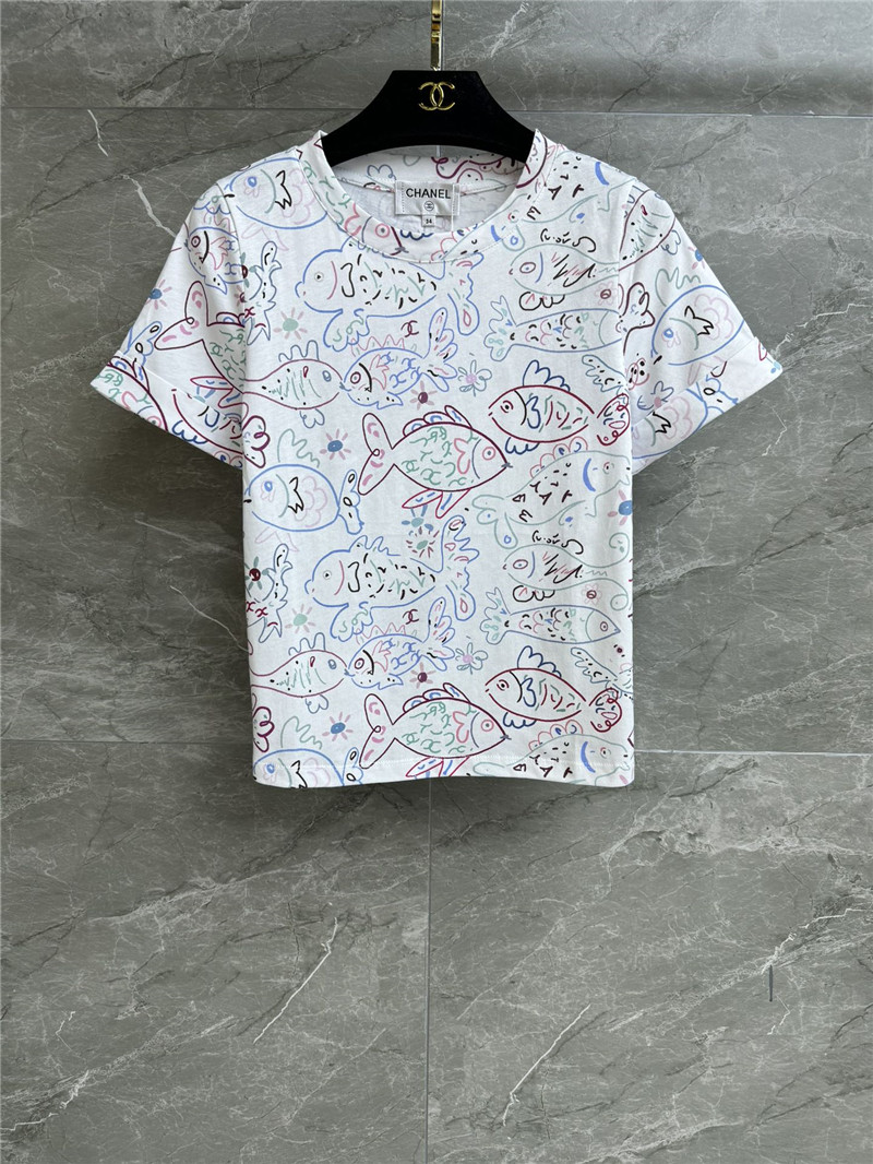 Ch**el painted print t-shirt replica designer clothing websites