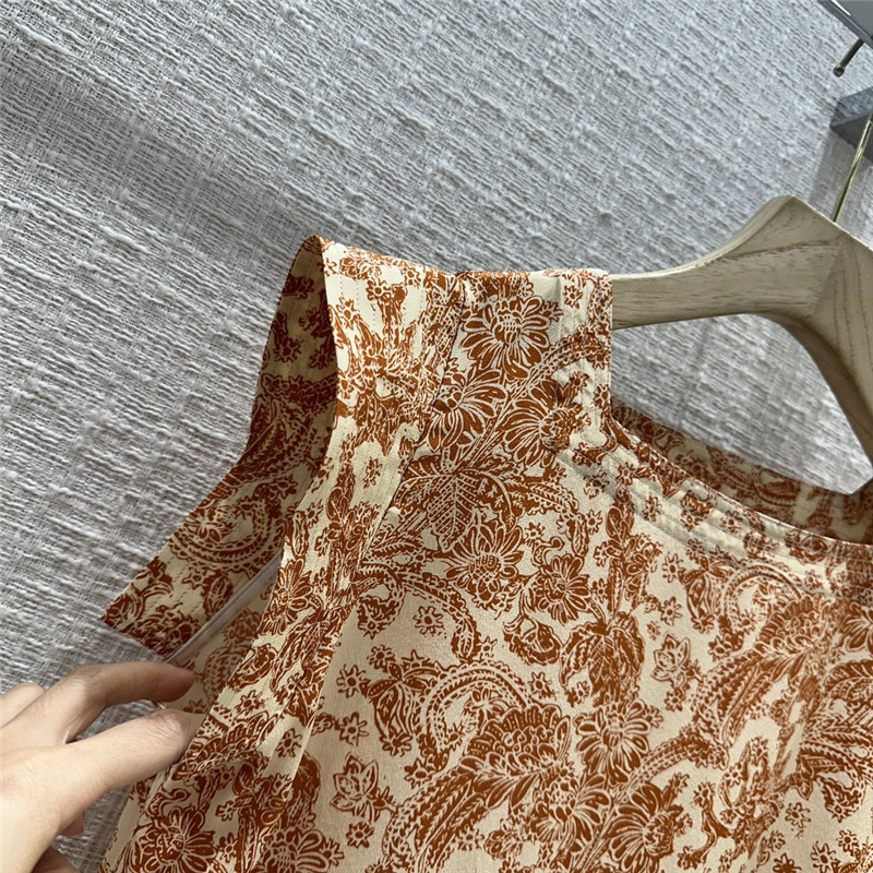 L0r0 P1ana oil painting flower silk flying sleeve shirt replica clothes