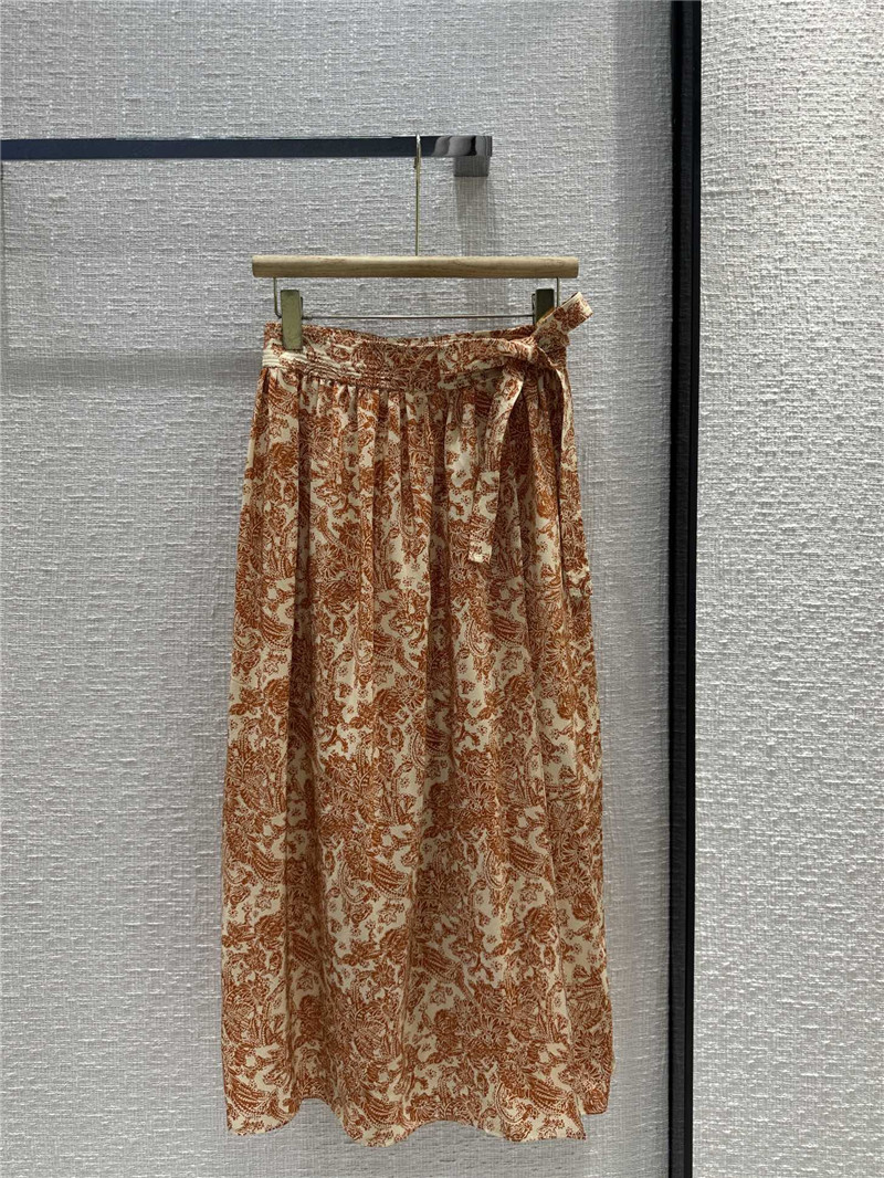 L0r0 P1ana leah woodblock botanic print self-tie midi skirt