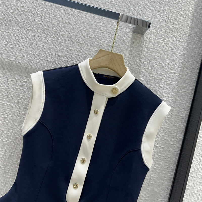 l0vis Vvtt0n lv stand collar color block vest top replica clothing
