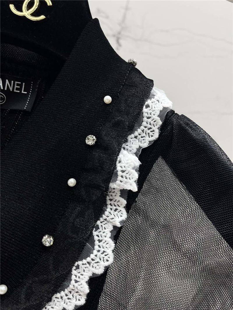 Ch**el lace logo button lapel knit dress replica clothing